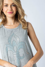 Bling Fleur-De-Lis Tank - Heather Grey