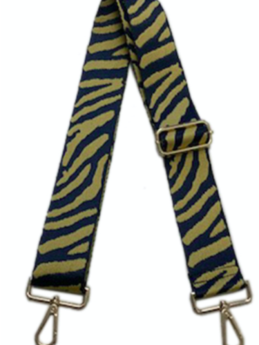 Animal Print 2” Adjustable Bag Strap - Navy/Camel Zebra