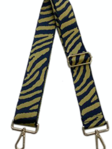Animal Print 2” Adjustable Bag Strap - Navy/Camel Zebra