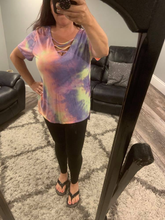 Tie dye cage detail short sleeve top - Purple Multi