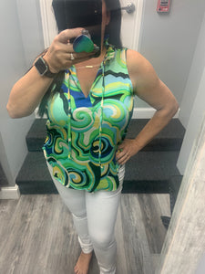 ARIELLA RUFFLE NECK TANK TOP - MULTI