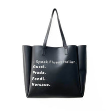 I Speak Fluid Italian Vegan Leather Tote - Black or Cream