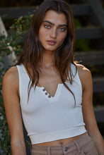 High Quality Seamless Square Neck Wide Shoulder Button Down Crop Tank - Assorted Colors