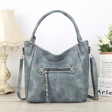 Vegan Leather Woven Flip Rivet Handbag Zipper Closure Crossbody Bag - Assorted Colors