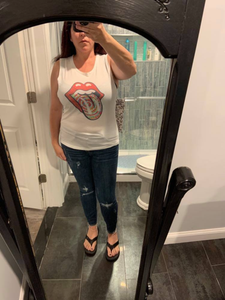 Red Lips Tiedye Tongue Muscle Tank
