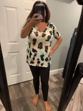LEOPARD PRINT LOW GAUGE DEEP U-NECK TOP - ASSORTED COLORS