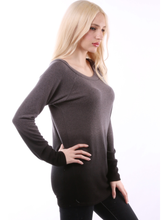 Dip Dye hacci brush Long Sleeve Top - Smoke