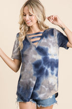TIE DYE THERMAL WAFFLE V NECK TOP WITH STRAPPED - ASSORTED COLORS