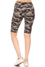 Plus Camo printed, high waisted, YOGA biker shorts - Grey Camo