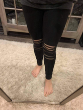 Mono B RED - Highwaist Shredded Knee Laser-Cut Leggings