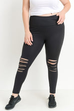 Mono B RED - Highwaist Shredded Knee Laser-Cut Leggings