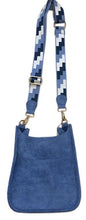 AHDORNED MINI FAUX SUEDE MESSENGER W/1.5" PRINTED ADJUSTABLE WEB STRAP - ASSORTED COLORS