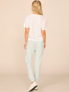 Ocean Drive Brushed Hacci Front Tie Jogger - Heather Pink or Heather Sky Blue