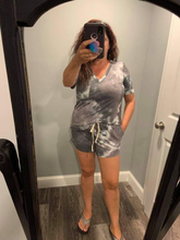 TIE-DYE SHORTS WITH ELASTICIZED WAISTBAND, DRAWSTRINGS, AND SIDE SEAM POCKETS - CHARCOAL or OLIVE