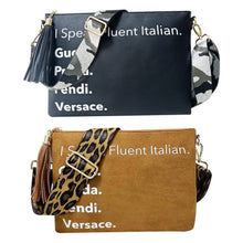 I Speak Italian Vegan Leather Clutch/ Crossbody  - Black or Camel