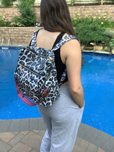 Leopard Vegan Leather Convertible Backpack - Grey or Tan