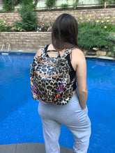 Leopard Vegan Leather Convertible Backpack - Grey or Tan