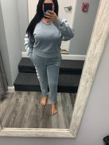 Ocean Drive Washed Denim French Terry Jogger W/  Peace Appliqué