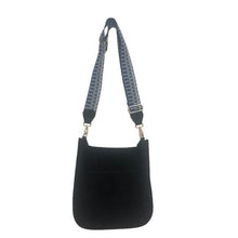 SUEDE MESSENGER W/EMBROIDERED 2” ADJUSTABLE STRAP - ASSORTED COLORS