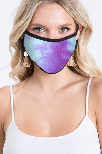 REVERSIBLE AND WASHABLE TIE DYE PRINT FASHION FACE MASK - PURPLE/BLUE 💜💙