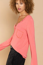 POL V-neck Buttondown Long sleeve top - Beige or Watermelon Pink