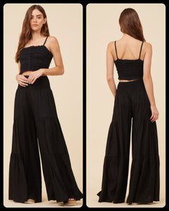 Ocean Drive Black Cotton Voile Smoked Pant