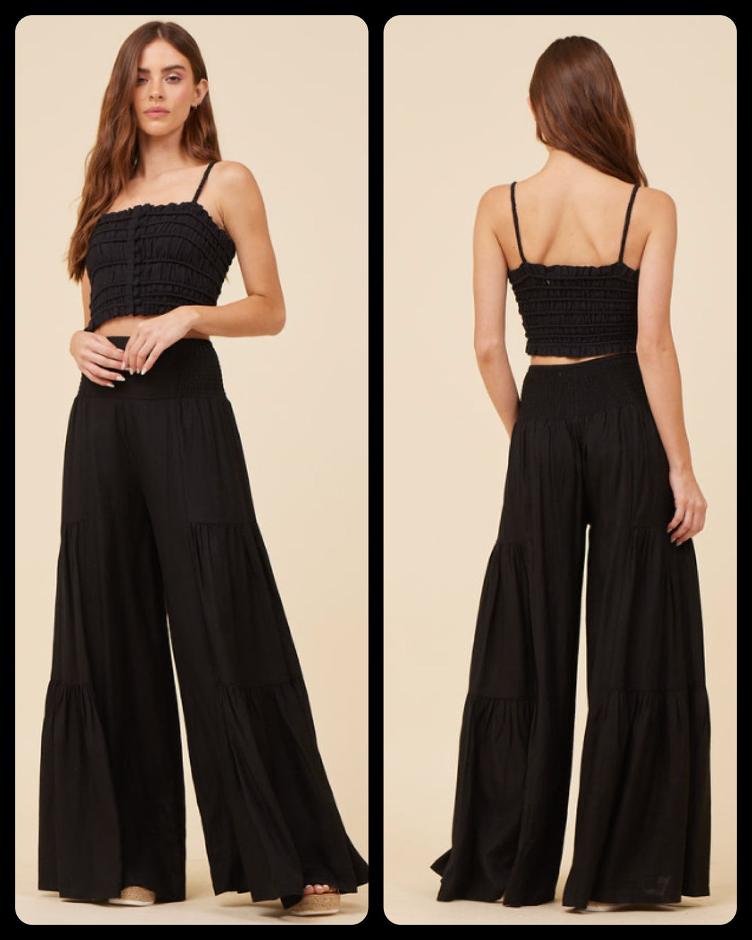 Ocean Drive Black Cotton Voile Smoked Pant