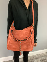 Vegan Leather Woven Flip Rivet Handbag Zipper Closure Crossbody Bag - Assorted Colors