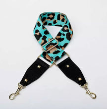 2" ADJUSTABLE ANIMAL PRINT BAG STRAP WITH VEGAN LEATHER  - PURPLE or TURQUOISE