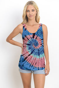 TIEDYE JUNIOR TANK TOP W PRINT- BLUE MIX