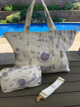 Bling Hamsa Tiedye Canvas Tote Bag, Pouch & Strap Set - Blue or Grey