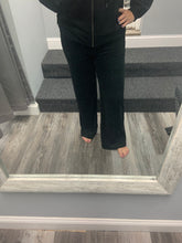 OCEAN DRIVE BLACK TERRY CLOTH HIGH WAIST WIDE LEG PANT - BLACK