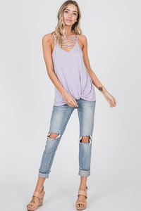 Crisscross Sleeveless Top - Lilac