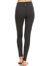 T-PARTY BASIC FOLDOVER LONG SOLID LEGGINGS - BLACK