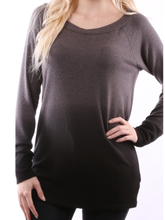 Dip Dye hacci brush Long Sleeve Top - Smoke