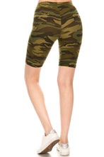 Army printed, high waisted, biker shorts