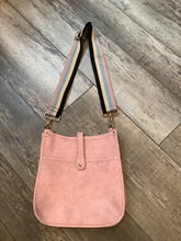 Light Pink Vintage Vegan Leather Messenger Bag with Choice of 2 Straps