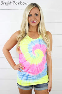 Blank Tie Dye Tank -  Bright Rainbow💛💙💖