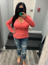 POL V-neck Buttondown Long sleeve top - Beige or Watermelon Pink