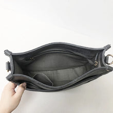 Vegan Leather Messenger Bag w/ Multi Abstract Strap - Grey or Gold