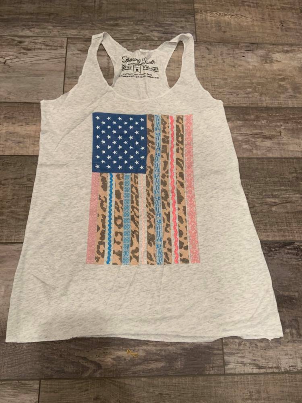 🇺🇸 Aztec Flag Racer Back Tank - Heather Grey or Heather White