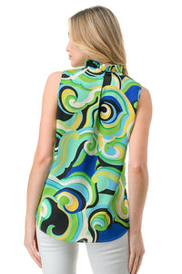 ARIELLA RUFFLE NECK TANK TOP - MULTI