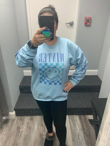 Winter Checkered Happy Sweatshirt W Sleeve Details