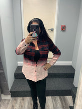 CHECK PLAID BUTTONED UP SHIRT WITH BLEACH EFFECT - RED/BLK or IVORY/BLK