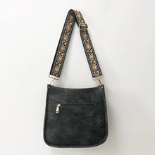 Vegan Leather Messenger Bag w/ Multi Abstract Strap - Grey or Gold