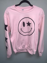 Black Glitter Happy Star Sleeve Sweatshirt - Black, Neon Pink or Light Pink