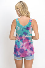 TIEDYE JUNIOR TANK TOP W PRINT - AQUA MIX