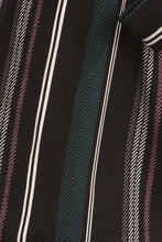 Womens Black Striped paper bag shorts with side pockets and tied waist