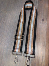 Black/White/Metallic Rose Gold Stripe 2” Adjustable Handbag Strap
