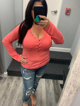 POL V-neck Buttondown Long sleeve top - Beige or Watermelon Pink